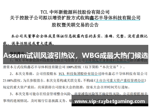 Assum试训风波引热议，WBG成最大热门候选